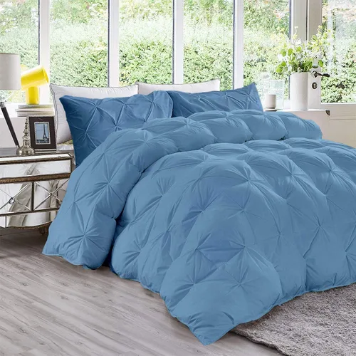 Vista 23 de Juego de edredón plisado de 3 piezas de 21.16 oz/m² para todas las estaciones (edredón + 2 fundas de almohada), relleno de edredón de algodón
