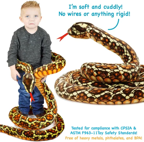 Vista 4 de TigerHart Bernard The Brown Python - Serpiente de peluche de 9 5 pies de largo