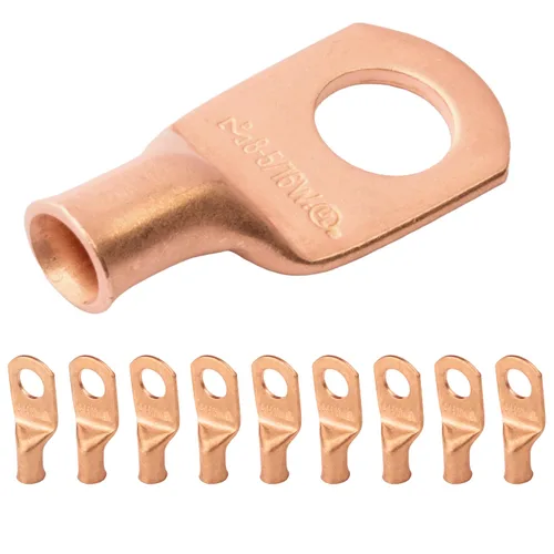 Vista 61 de SELTERM - 5 terminales de anillo resistentes para cable de batería, calibre 1/0 AWG, pernos de 1/2 pulgadas, terminales de calibre 0, ojales