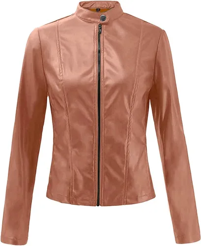 Vista 3 de HTHLVMD Chaquetas de manga larga de piel sintética para mujer, acolchadas y con solapa