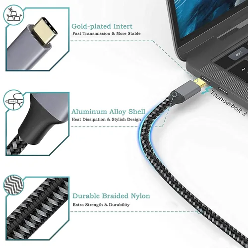 Vista 5 de Cable USB C a HDMI 4K, adaptador de cable USB tipo C a HDMI de 4.9 pies, cable trenzado de alta velocidad compatible con iPhone 15 Pro/Max, MacBook