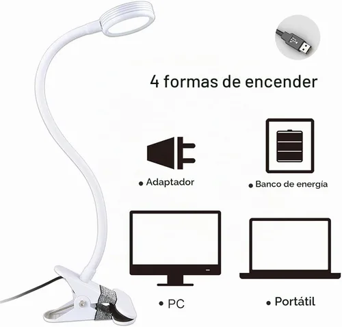 Vista 6 de LEPOWER Luz de clip, lámpara de lectura de libros para escritorio, cabecera Blanco
