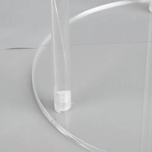 Vista 4 de Mesa auxiliar, moderna y estable mesa redonda de acrílico de 3 niveles con conectores de acero inoxidable resistentes para sala de estar