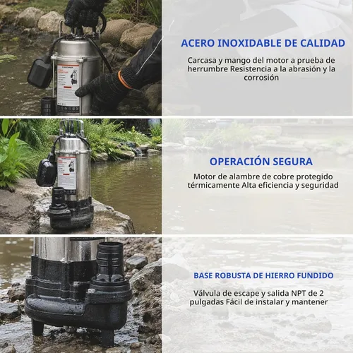 Vista 10 de Bomba de amoladora de aguas residuales de 1,5 HP, bombas de sumidero