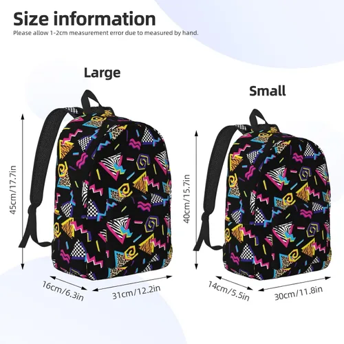 Vista 6 de Mochila genial de los años 80 y 90 para niñas, niños y mujeres, ligera, de lona, mochila casual para viajes al aire libre, Abstracto Años 90 Moda