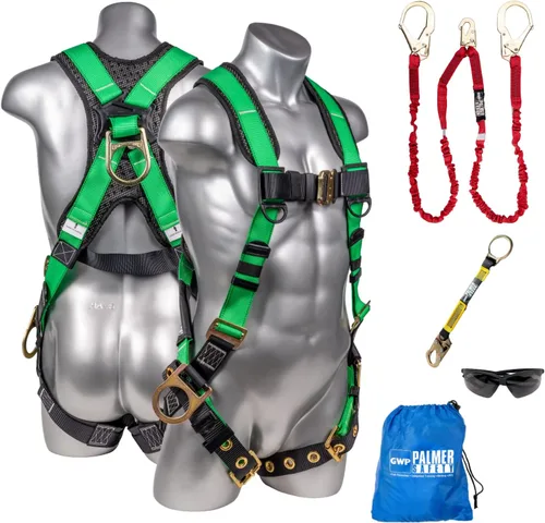 Vista 15 de Palmer Safety Kit de arnés de seguridad para protección contra caídas I Arnés de construcción + varios cordones + extensor de anillo en D
