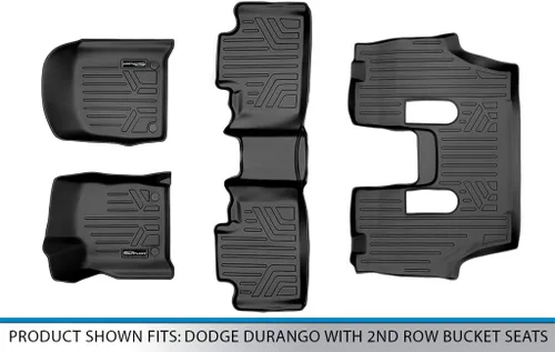 Vista 6 de SMARTLINER Juego de tapetes de piso de ajuste personalizado de 3 filas compatibles con Dodge Durango 2016-2025