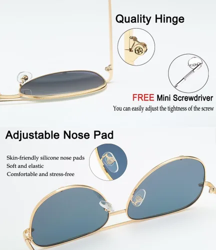 Vista 5 de Gafas de sol de aviador espejadas para hombres y mujeres, diseño de moda UV400
