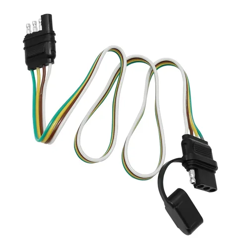 Vista 6 de Hoypeyfiy Kit de arnés de cableado de luz de remolque, 4 cables, enchufe de 4 vías, 4 pines, extensión de cable plano, conector macho y hembra de 32