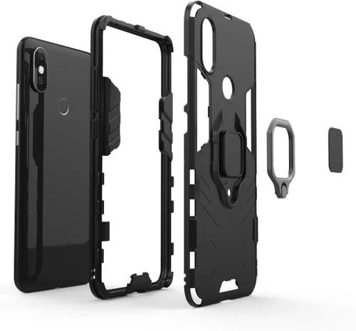 Vista 6 de LuluMain - Funda compatible con Xiaomi Mi A2, soporte de anillo de metal a prueba de golpes (funciona con soporte magnético para automóvil)