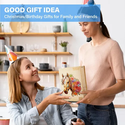 Vista 7 de Rompecabezas de madera para adultos, rompecabezas de madera de caballo para adultos, rompecabezas de madera con forma única de animales, regalos