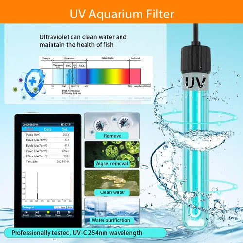 Vista 3 de hygger Filtro U-V para acuario para tanque de 10 a 40 galones, filtro sumergible de bomba de 12 W para agua verde y limpieza de algas, filtro