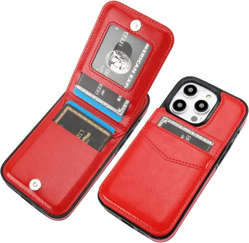 Vista 14 de KIHUWEY Compatible con iPhone 14 Pro Funda Cartera con Tapa con Soporte para Tarjetas de Crédito, Cuero Premium con Cierre Magnético, Función Atril