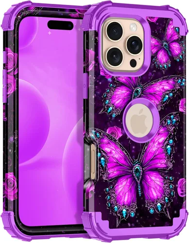 Vista 63 de Miqala Funda para iPhone 12, iPhone 12 Pro, que brilla en la oscuridad, tres capas, resistente a los golpes, protección de plástico duro + funda