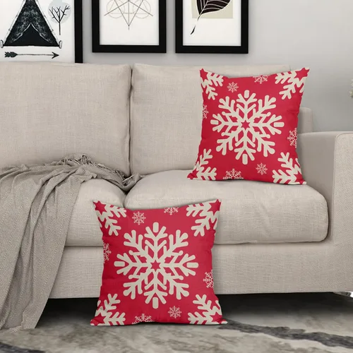 Vista 99 de Fundas de almohada decorativas de Navidad negras 40x40 cm con copos de nieve blancos de Navidad, juego de 2, temática rústica de invierno