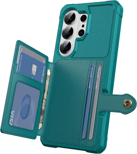Vista 145 de Funda para Samsung Galaxy S21 Ultra con tarjetero, compatible con soporte magnético para automóvil, resistente a los golpes, resistente, suave, TPU