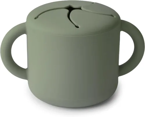 Vista 9 de mushie - Taza para merienda de silicona Contenedor de alimentos a prueba de derrames para niños pequeños y bebés (Abejas)