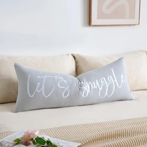 Vista 14 de Sunkifover Let's Snuggle - Funda de almohada decorativa, 18 x 18 pulgadas, algodón bordado en blanco y negro, funda de almohada para cama