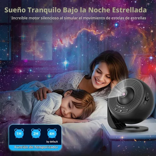 Vista 5 de Proyector de galaxia para dormitorio, proyector de estrellas de imagen HD, perilla ajustable de luz de galaxia, 13 discos de película, proyector