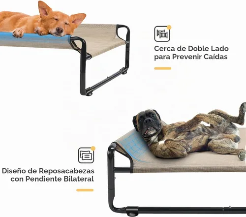 Vista 2 de Veehoo Camas elevadas para perros grandes, cuna lavable con reposacabezas laterales, cama elevada para perros al aire libre con patas