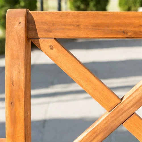 Vista 7 de Walker Edison Delray - Juego de 2 sillas clásicas de madera de acacia con cojines y respaldo en X, color marrón