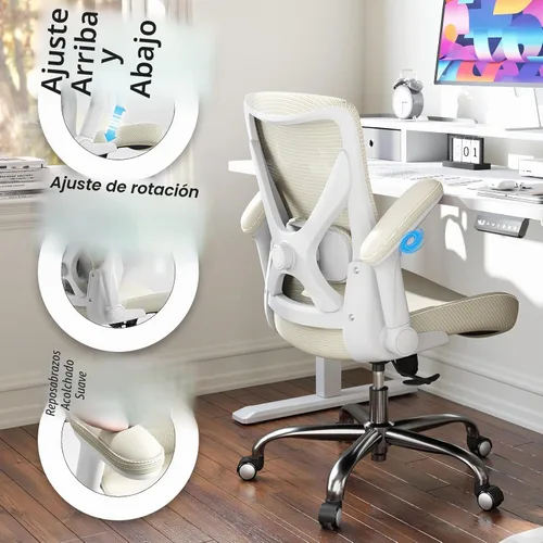 Vista 6 de Ergalithic Silla de Oficina Ergonómica para Hogar y Computadora - Silla X en Forma de Malla con Cuero PU y Soporte Lumbar Ajustable - Silla