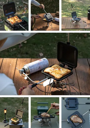 Vista 7 de camping moon Sandwichera Arena caliente Solo quemador Gas Fire Open Fire Compact Aluminio TT-1315 (negro)