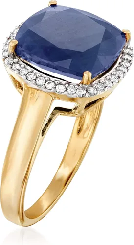 Vista 3 de Ross-Simons 7.10 Carat Sapphire and .16 ct. t.w. Diamond Ring in 14kt Yellow Gold