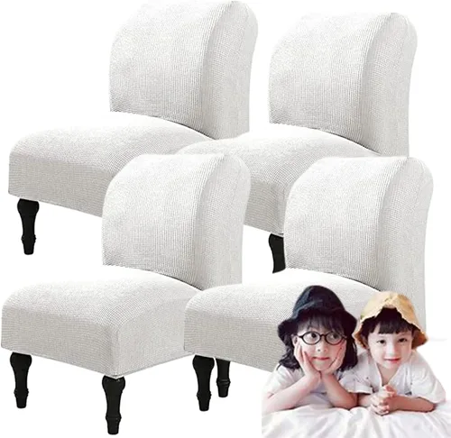 Vista 77 de Fundas elásticas para silla sin brazos, extraíbles y lavables, de elastano jacquard sin reposabrazos, protector de muebles para sala de estar, Verde