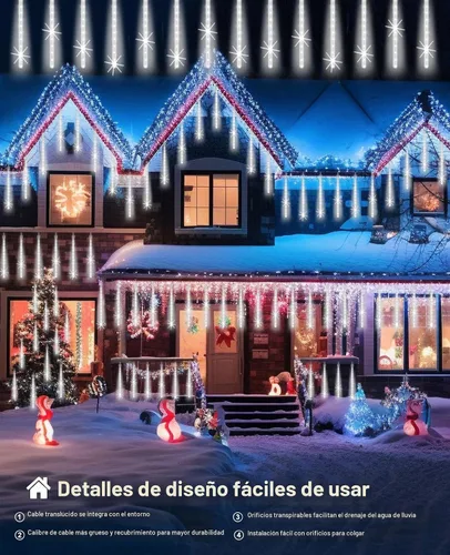 Vista 7 de EAGWELL Luces de lluvia navideñas para exteriores de 12 pulgadas, 10 tubos