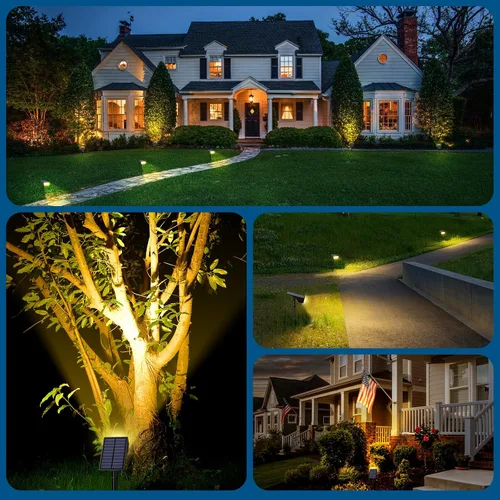 Vista 6 de WENATY Focos solares para exteriores, impermeables, IP65, LED brillantes, iluminación solar de paisaje para patio de jardín exterior, focos