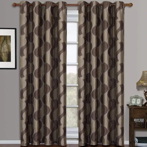 Vista 6 de Royal Hotel Bedding Savanna - Paneles de cortina jacquard con ojales color chocolate, par / juego de 2 paneles, 52 x 63 pulgadas cada uno
