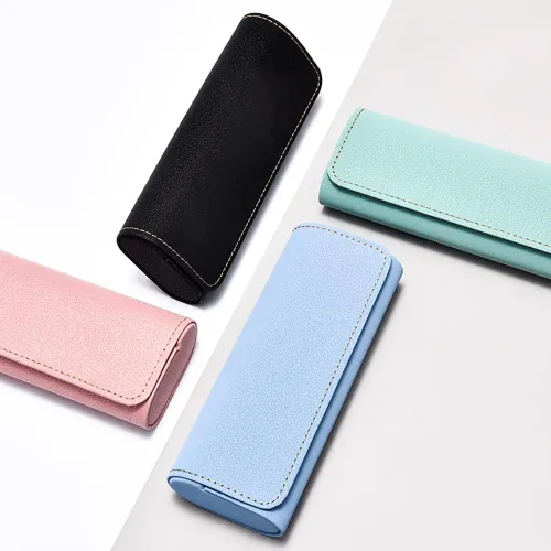 Vista 2 de Estuche rígido para gafas,Funda protectora de gafas de cuero PU para hombres,Mujeres