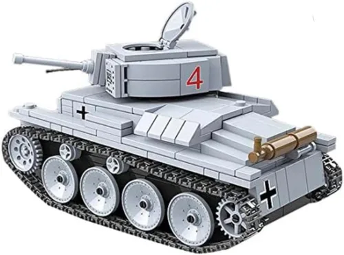 Vista 3 de General Jim's WW2 Lt-38 Panzer Tank Building Set – Modelo Panzerkampfwagen 38(t) del ejército alemán, peldaños móviles, accesorios realistas