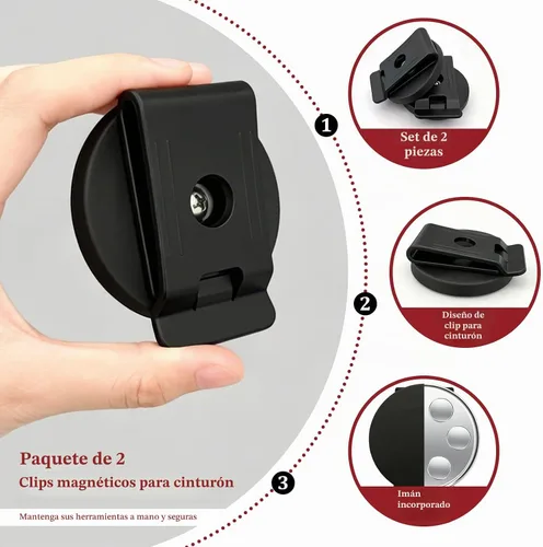 Vista 3 de XXHong - Soporte magnético para herramientas, clip para cinturón, organizador de herramientas magnético resistente para tornillos, clavos