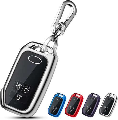 Vista 13 de QBUC Funda para llavero KIA, funda para llavero con llavero para Kia Ceed Cerato Forte, etc. (1 botón o no solo en la superficie frontal) (azul)