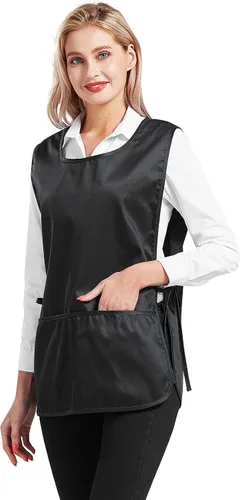 Vista 5 de Nanxson Delantal de zapatero unisex con 2 bolsillos profundos, paquete de 2 Smock con lazos laterales para el trabajo de la cocina CF3137