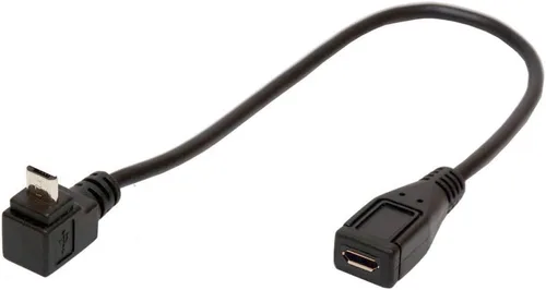Vista 4 de Cable de extensión micro B de 5 pines en ángulo recto de 90 grados (9.8 in) Adaptador macho a hembra Cable USB de sincronización y carga (abajo)