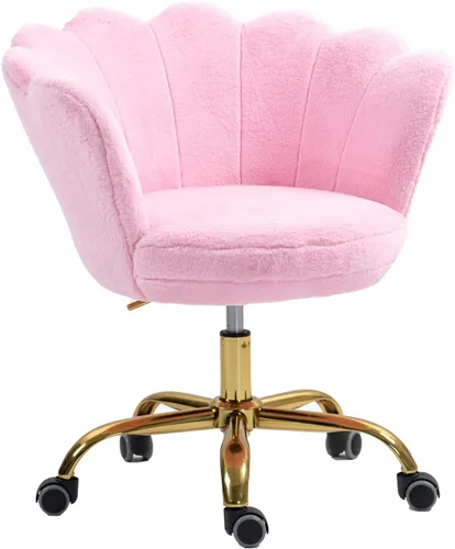 Vista 24 de Cómoda silla de trabajo para oficina en casa con ruedas, bonita y moderna tapizada de terciopelo con respaldo de concha, silla de escritorio Negro