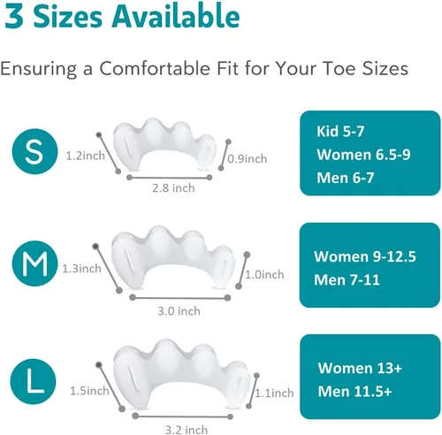 Vista 4 de 2 pares de separadores de dedos de los pies correctores de juanetes para mujeres/hombres, alineación de pies, esparcidores para juanetes, hallux