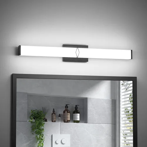 Vista 13 de Lámparas de baño sobre espejo, luces modernas de tocador de 16 pulgadas para baño, barra de luz LED regulable de 20 W, 2000 lm, accesorios de Negro