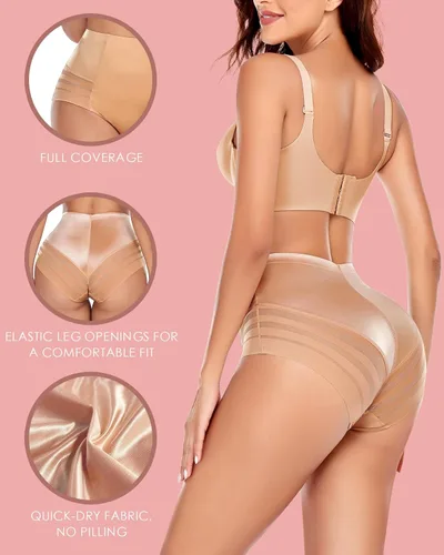 Vista 2 de WOWENY Ropa interior para mujer, ropa interior con control de abdomen para mujer, de cintura alta, moldeadora, de malla, sin costuras, levantador