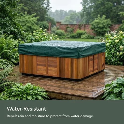 Vista 7 de Covermates Funda Rectangular para Spa - Material Ligero, Resistente a la Intemperie, Dobladillo Elástico, Fundas para Exteriores, 92A x 82P x 14A