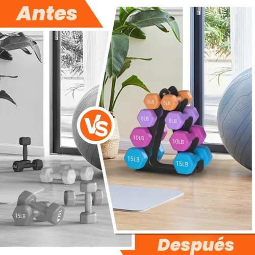 Vista 6 de 4-Tier Dumbbell Rack for 1-15 lb Weights, Holds 5 Pairs Space-Saving Sturdy A-Frame Stand for Home Gym, Weight Rack for Women's Dumbbell Set