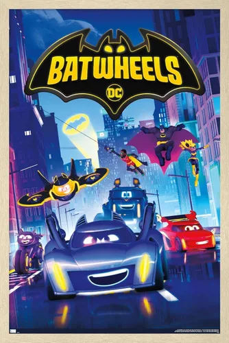 Vista 7 de Trends International DC Comics TV Batwheels - Póster de pared de arte clave, 22.4 pulgadas de largo x 14.7 W, versión enmarcada de madera de granero