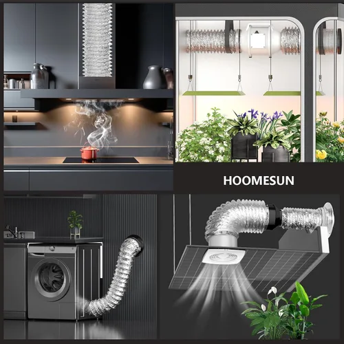 Vista 7 de HOOMESUN - Manguera de ventilación para secadora de 4 pulgadas, 3 pies, conducto flexible resistente para escape, conducto de aluminio de 6 capas