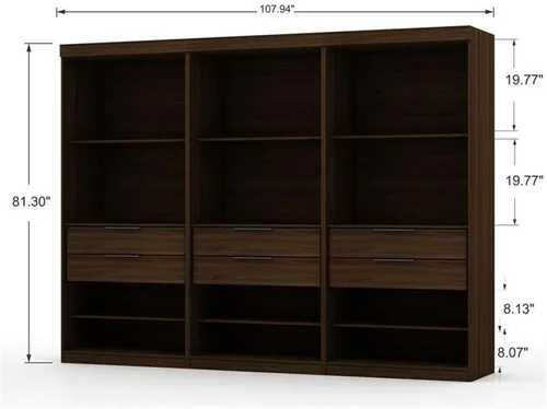 Vista 10 de Juego de armario modular abierto contemporáneo de 3 piezas de madera en marrón