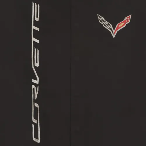 Vista 5 de JH DESIGN GROUP Chaqueta de sarga de algodón bordada Chevy Corvette C7 para hombre C721 Negro