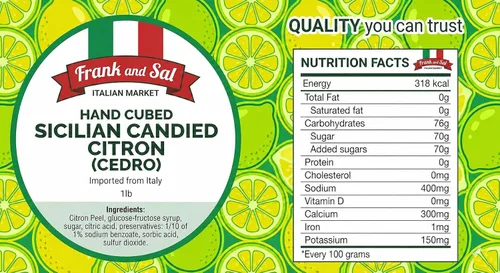Vista 2 de Citron confitado siciliano en cubos de mano (Cedro) Recipiente de 12 onzas fresco nunca preempaquetado