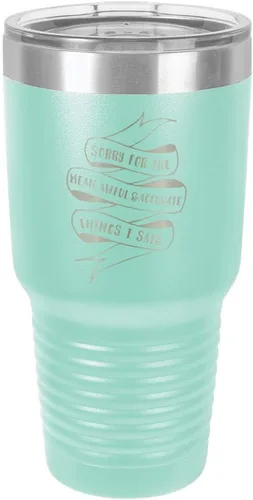 Vista 21 de Sorry for the Mean Awful and Accurate Things I SAID - Vaso negro de 30 onzas con popote y tapa superior deslizante Taza de viaje de acero